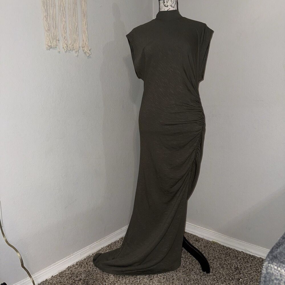 Anthropologie Olive Maxi Dress Mock Neck Ruched Sleeveless Size M